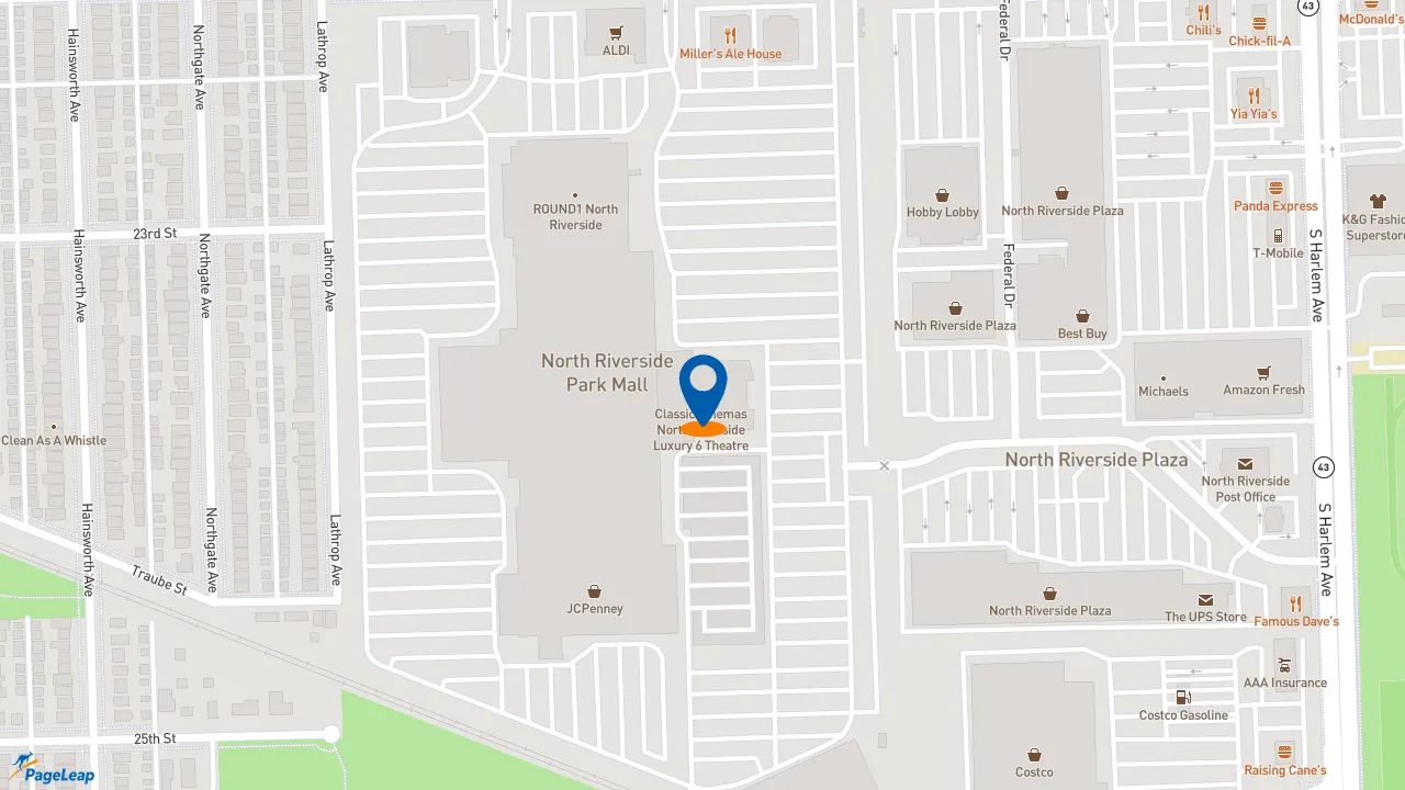 https://pageleap.com map showing location of McDonald&#039;s in North Riverside.