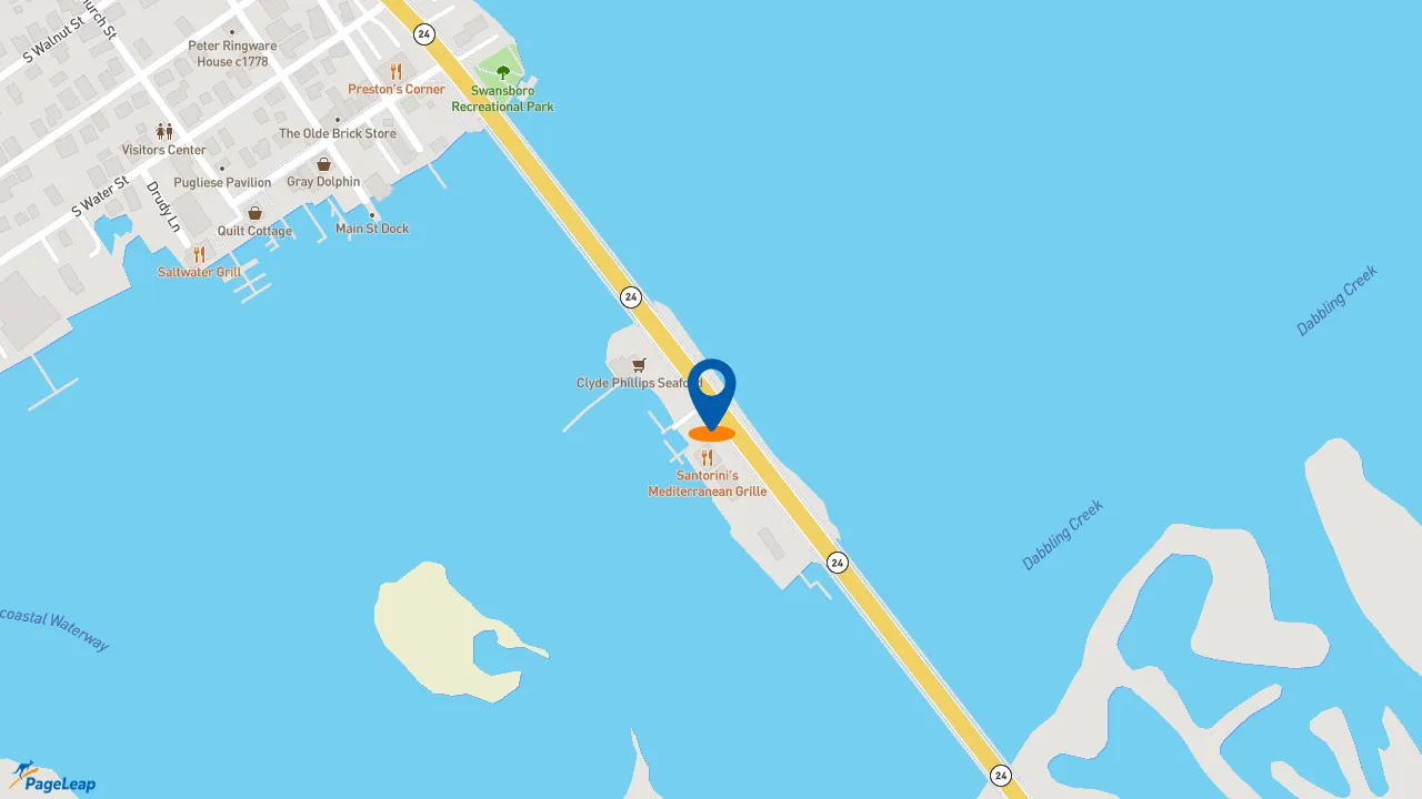 https://pageleap.com map showing location of McDonald&#039;s in Swansboro.