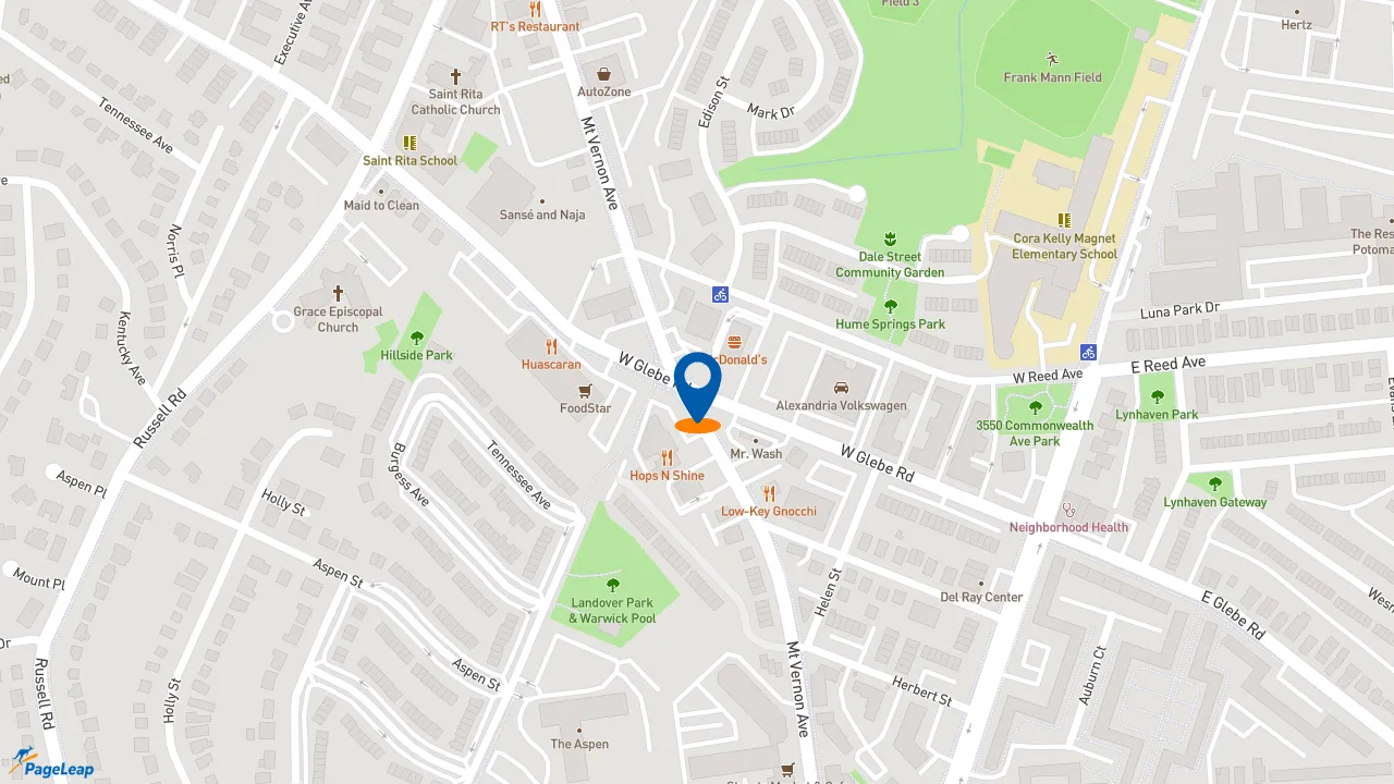 https://pageleap.com map showing location of McDonald&#039;s in Alexandria.