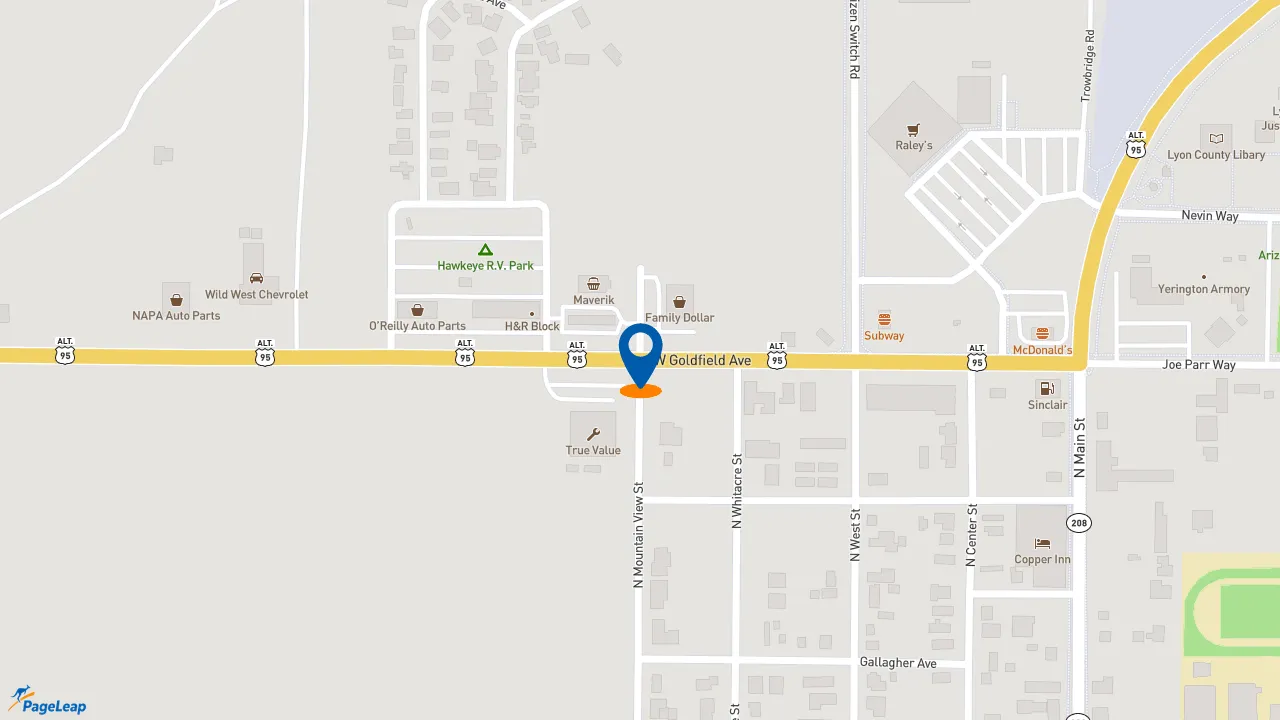 https://pageleap.com map showing location of McDonald&#039;s in Yerington.