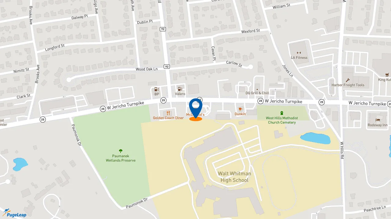 https://pageleap.com map showing location of McDonald&#039;s in West Hills.