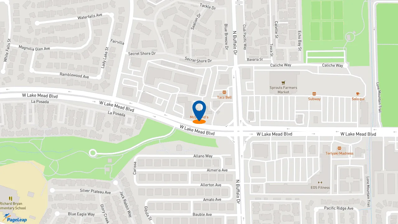 https://pageleap.com map showing location of McDonald&#039;s in Las Vegas.
