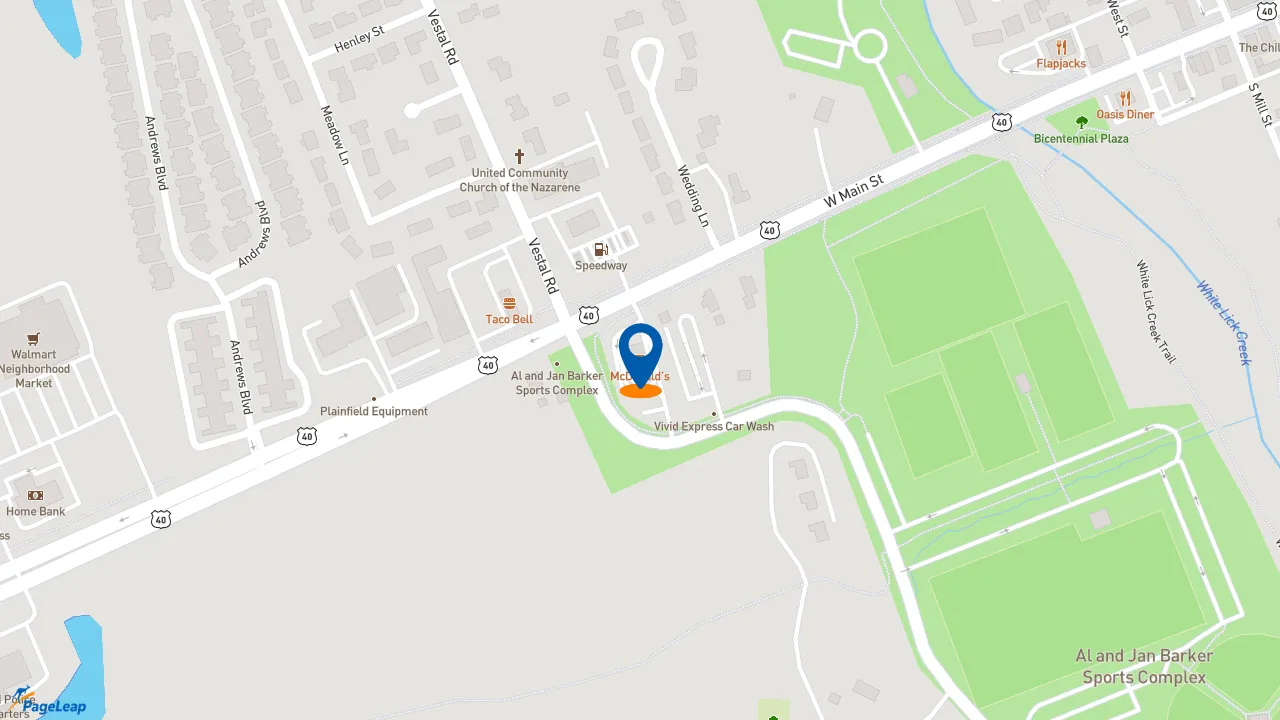 https://pageleap.com map showing location of McDonald&#039;s in Plainfield.