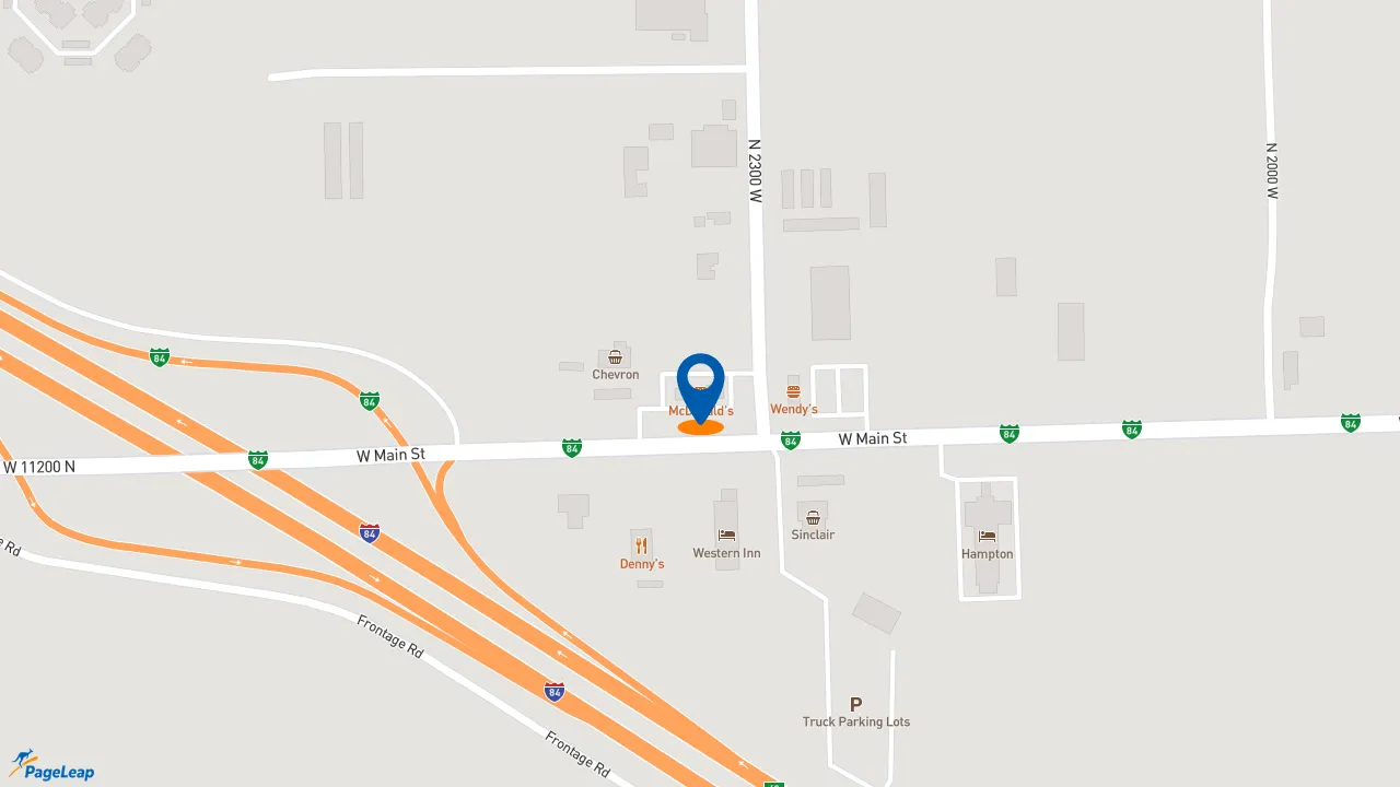 https://pageleap.com map showing location of McDonald&#039;s in Tremonton.