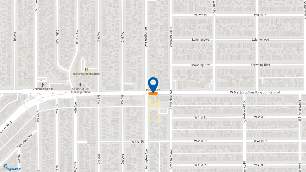 https://pageleap.com map showing location of McDonald&#039;s in Los Angeles.