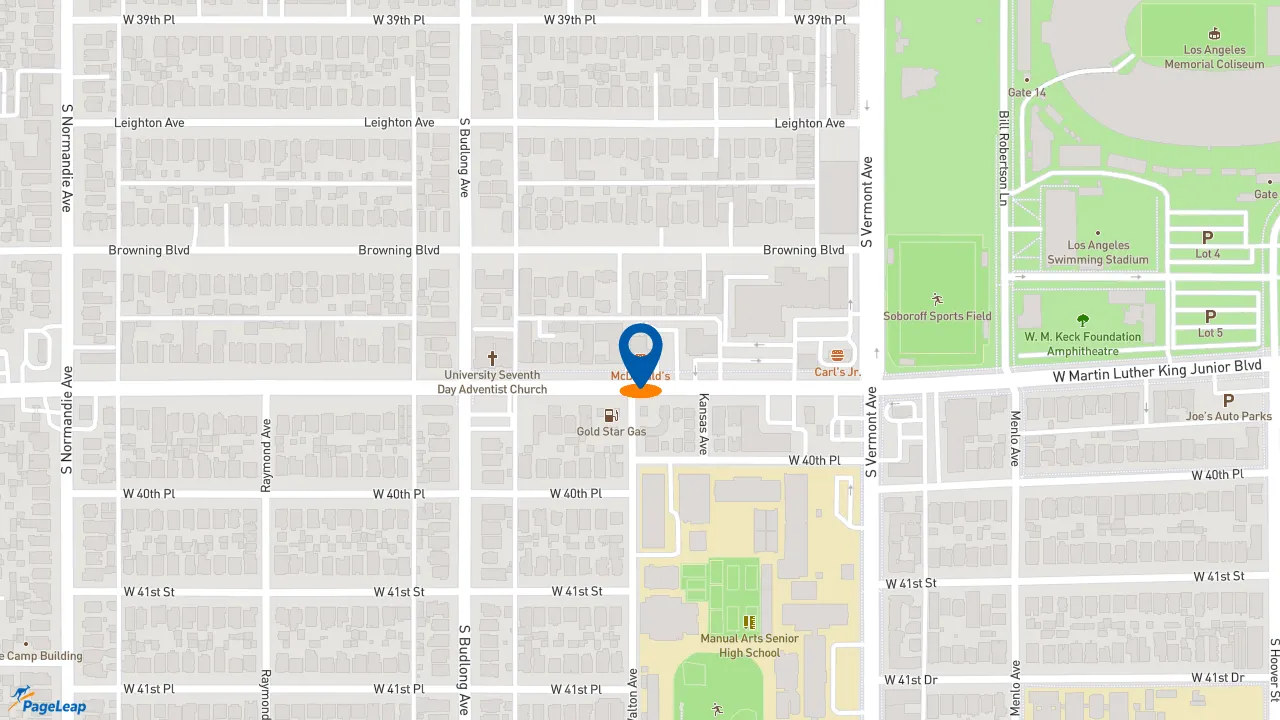 https://pageleap.com map showing location of McDonald&#039;s in Los Angeles.