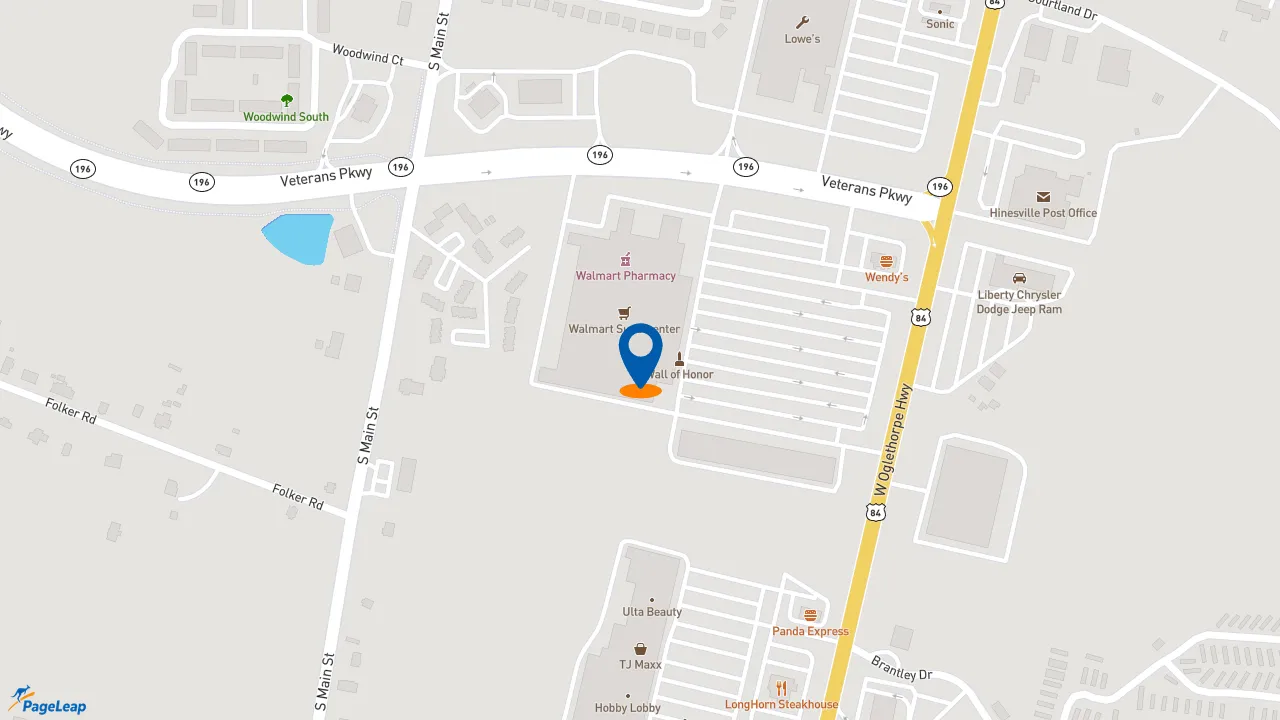 https://pageleap.com map showing location of McDonald&#039;s in Hinesville.
