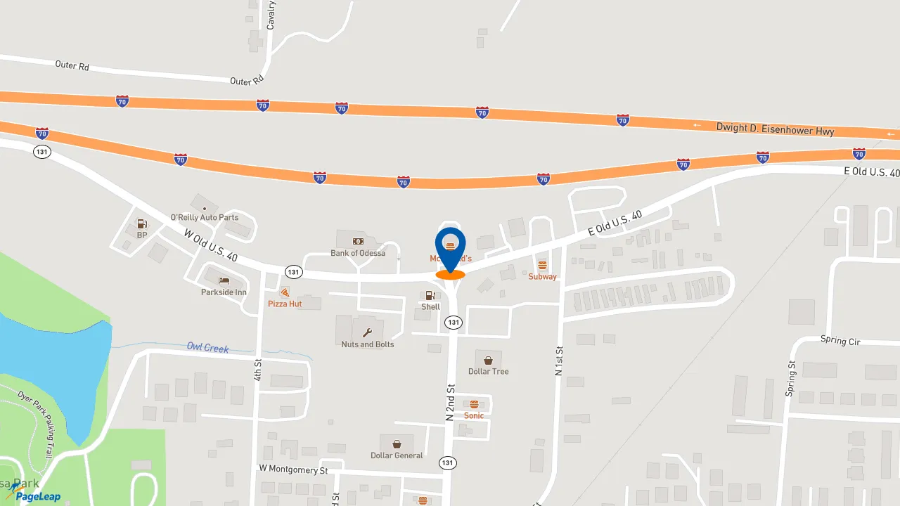 https://pageleap.com map showing location of McDonald&#039;s in Odessa.