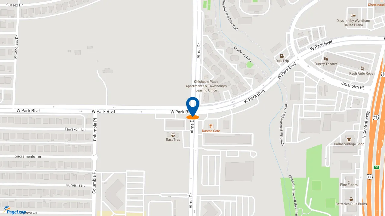 https://pageleap.com map showing location of McDonald&#039;s in Plano.