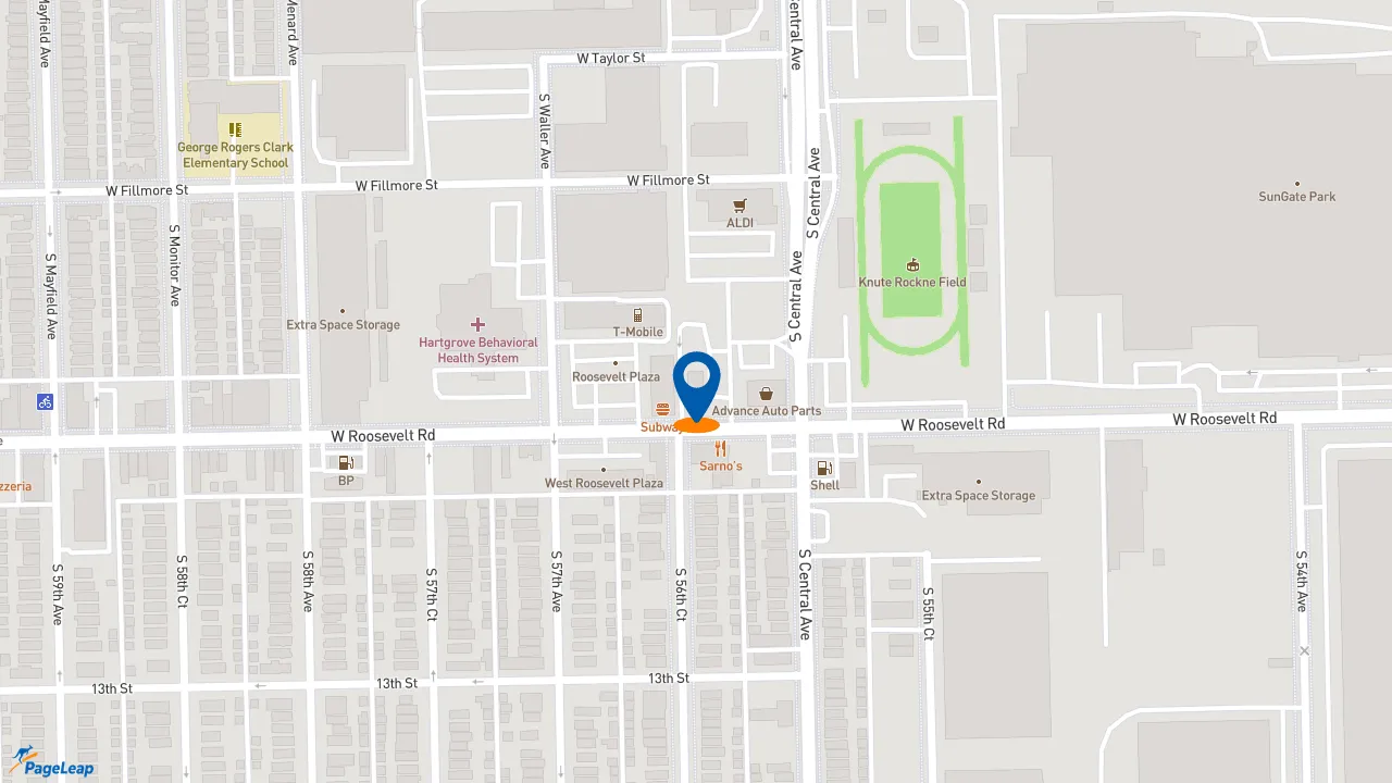 https://pageleap.com map showing location of McDonald&#039;s in Chicago.