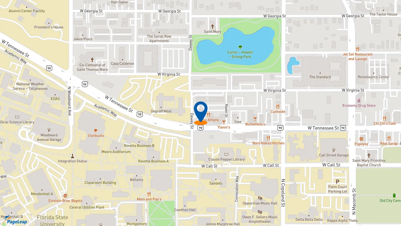 https://pageleap.com map showing location of McDonald&#039;s in Tallahassee.