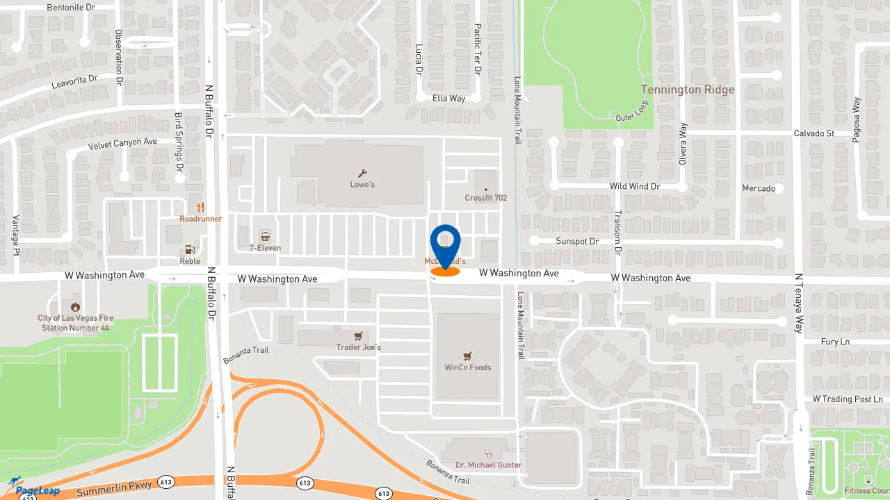 https://pageleap.com map showing location of McDonald&#039;s in Las Vegas.