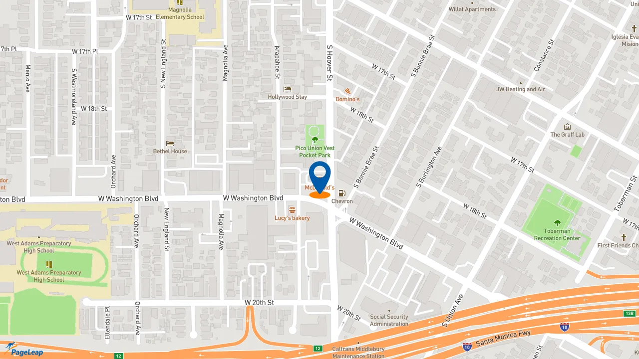 https://pageleap.com map showing location of McDonald&#039;s in Los Angeles.
