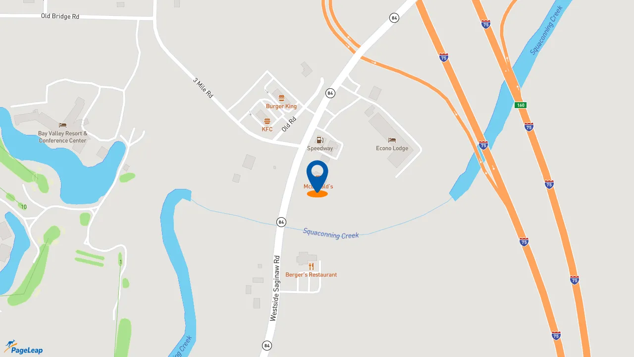 https://pageleap.com map showing location of McDonald&#039;s in Bay City.
