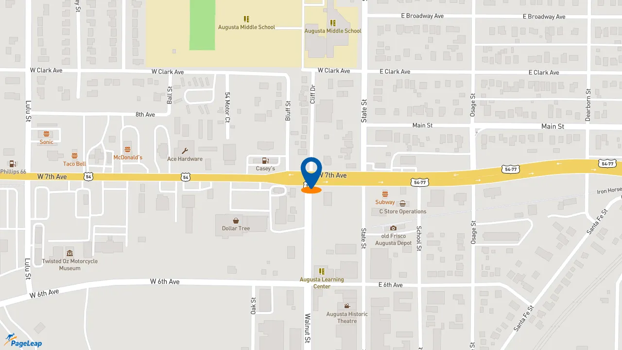 PageLeap.com map showing location of McDonald's in Augusta.