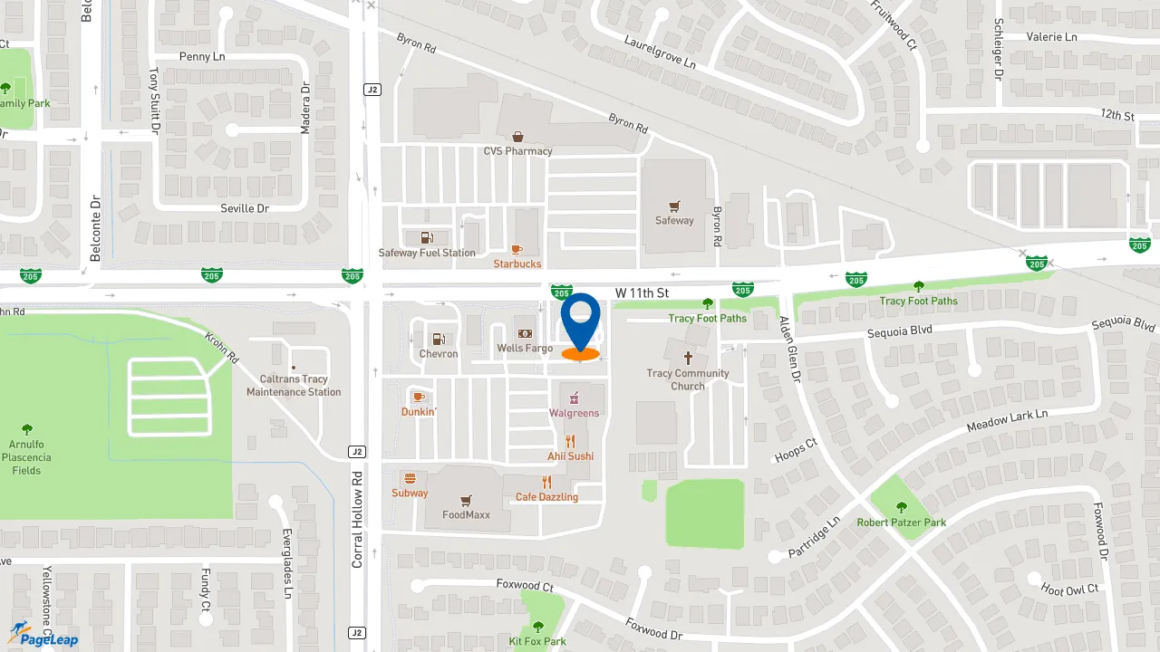 https://pageleap.com map showing location of McDonald&#039;s in Tracy.