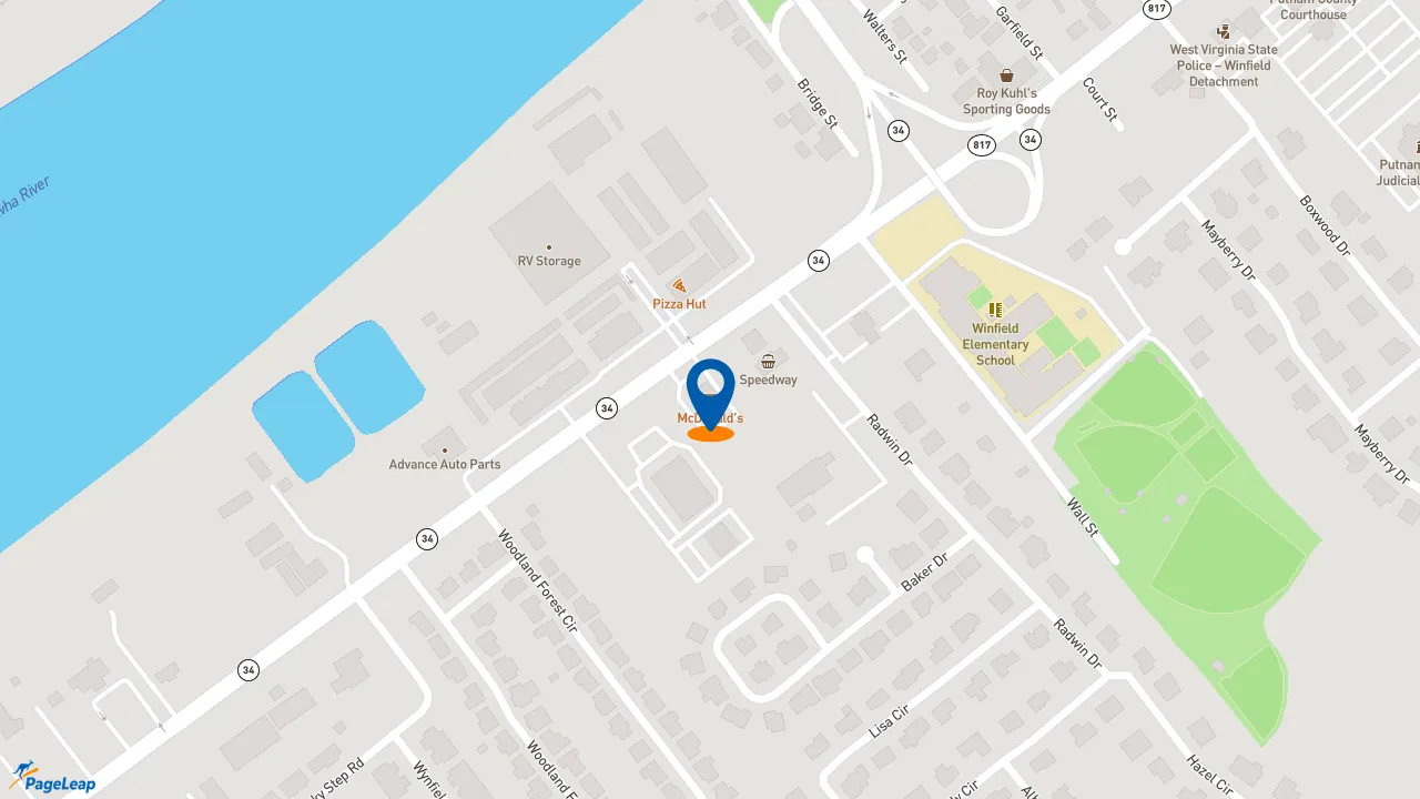 https://pageleap.com map showing location of McDonald&#039;s in Winfield.