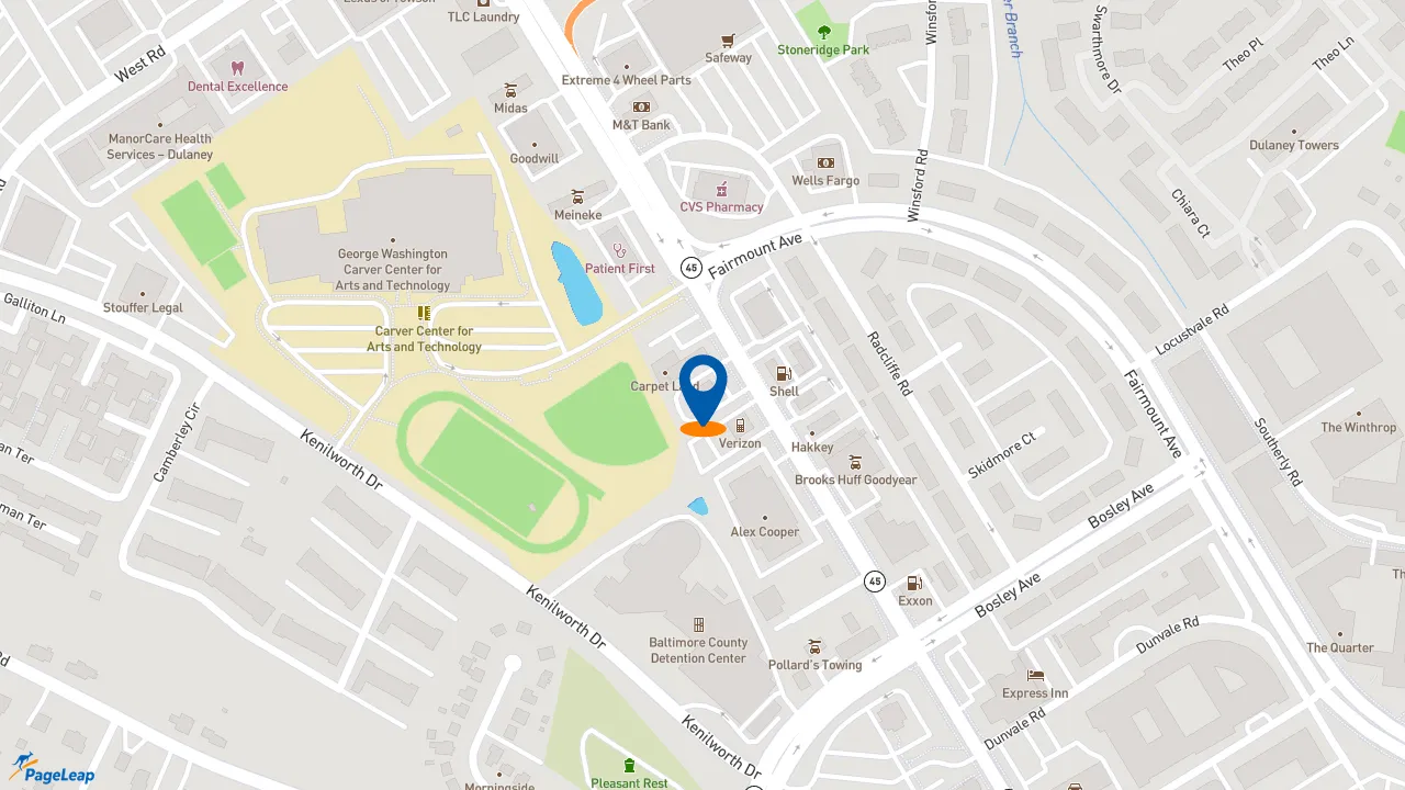 https://pageleap.com map showing location of McDonald&#039;s in Towson.