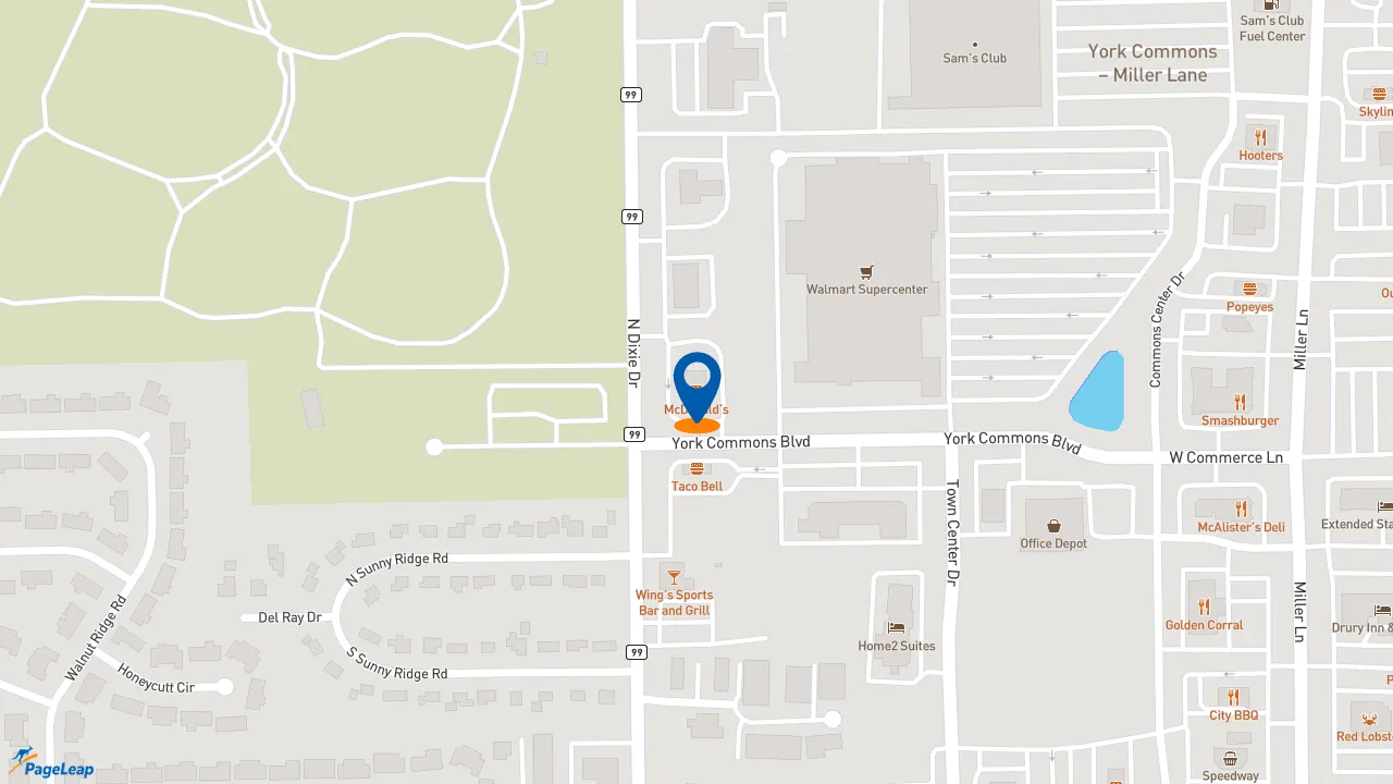 https://pageleap.com map showing location of McDonald&#039;s in Dayton.