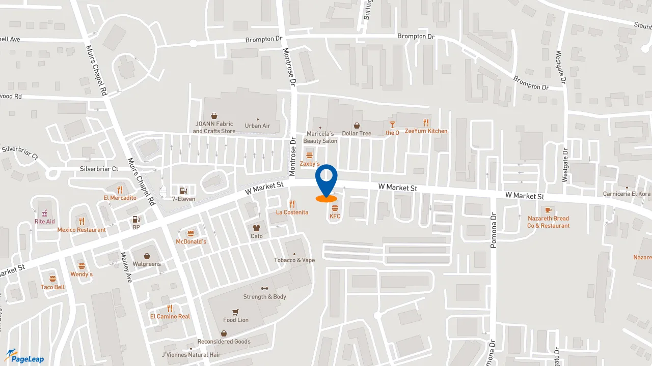 https://pageleap.com map showing location of Meineke Car Care Center in Greensboro.