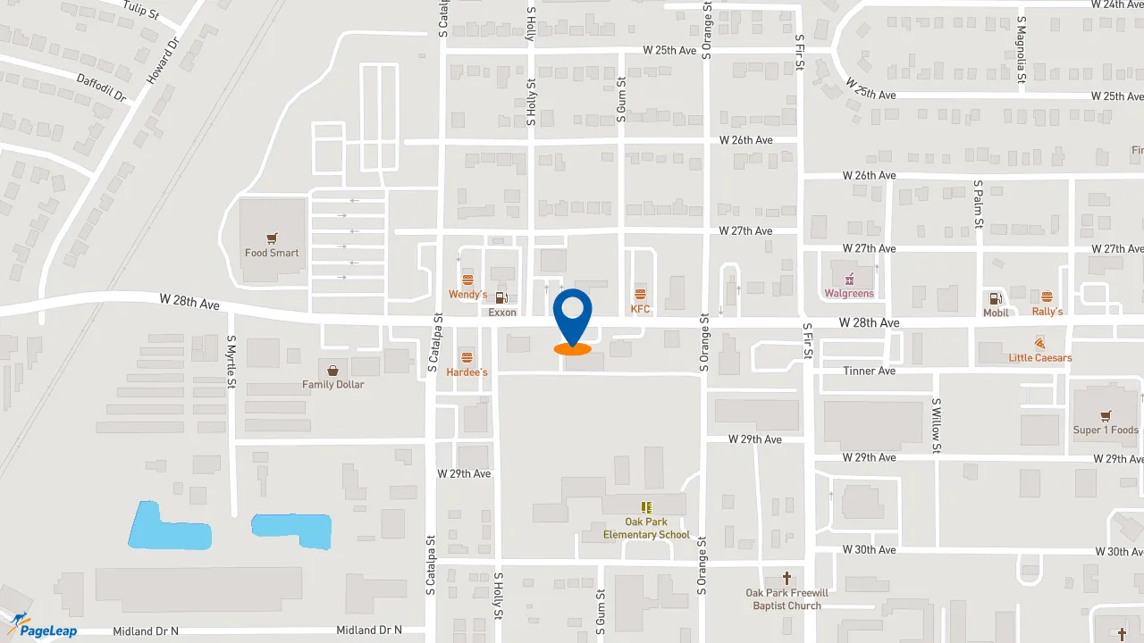 PageLeap.com map showing location of Meineke Car Care Center in Pine Bluff.