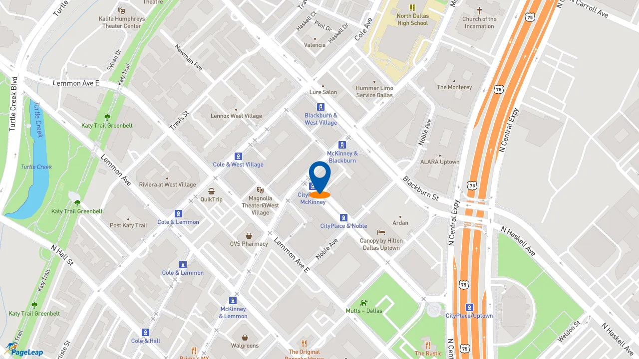https://pageleap.com map showing location of Mendocino Farms in Dallas.