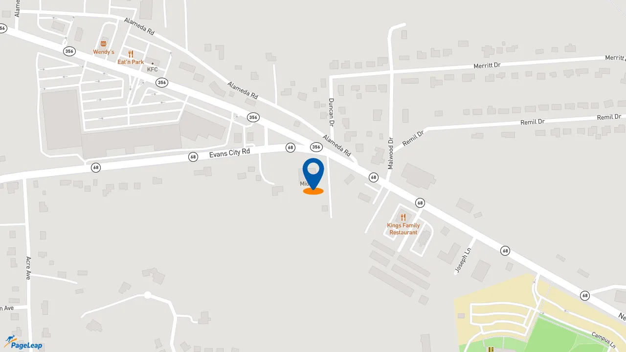 https://pageleap.com map showing location of Midas in Butler.