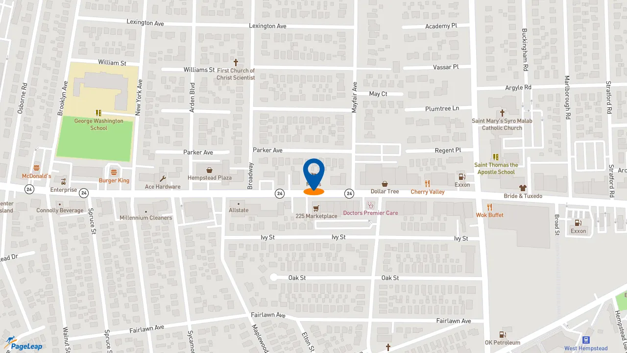 https://pageleap.com map showing location of Midas in West Hempstead.