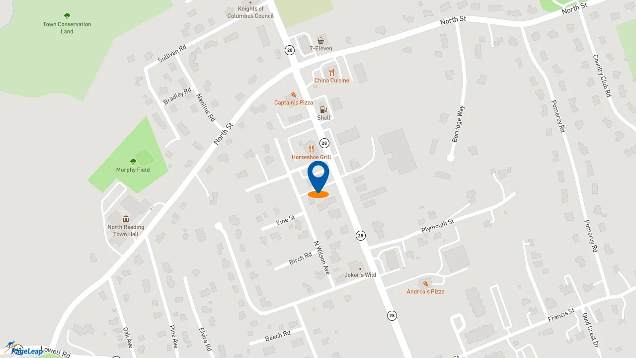 https://pageleap.com map showing location of Midas in North Reading.