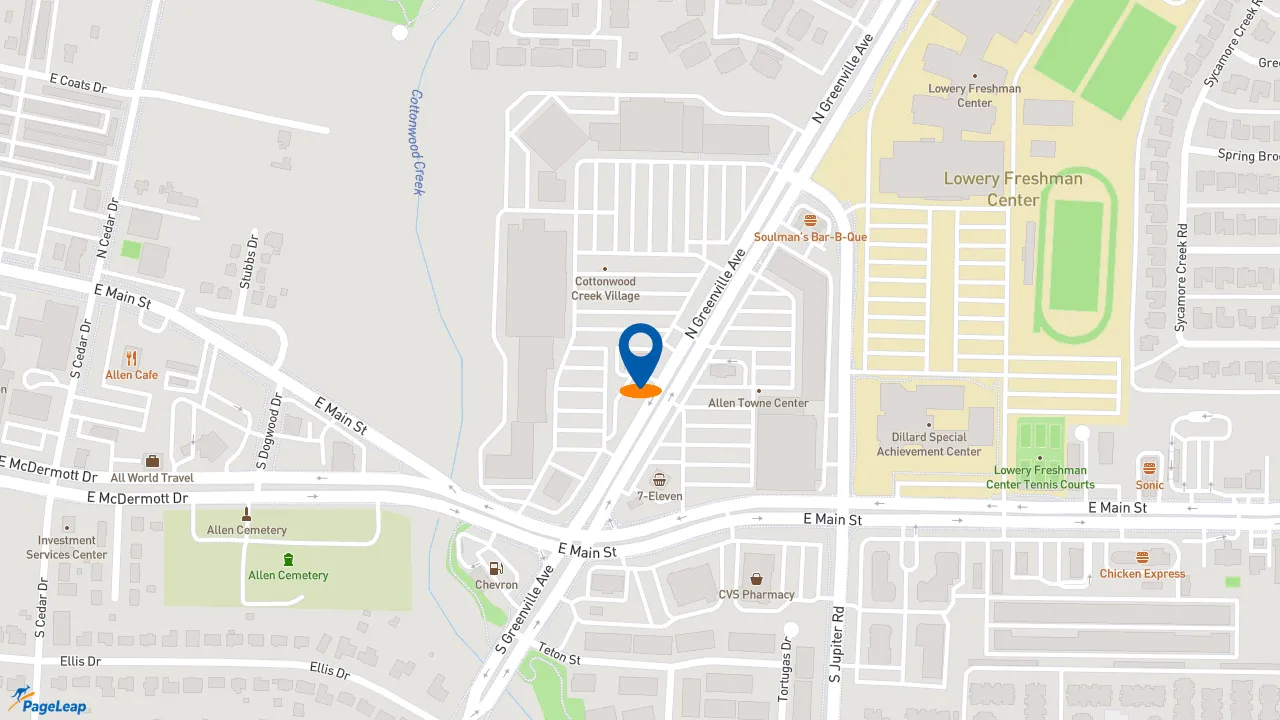 https://pageleap.com map showing location of Midas in Allen.