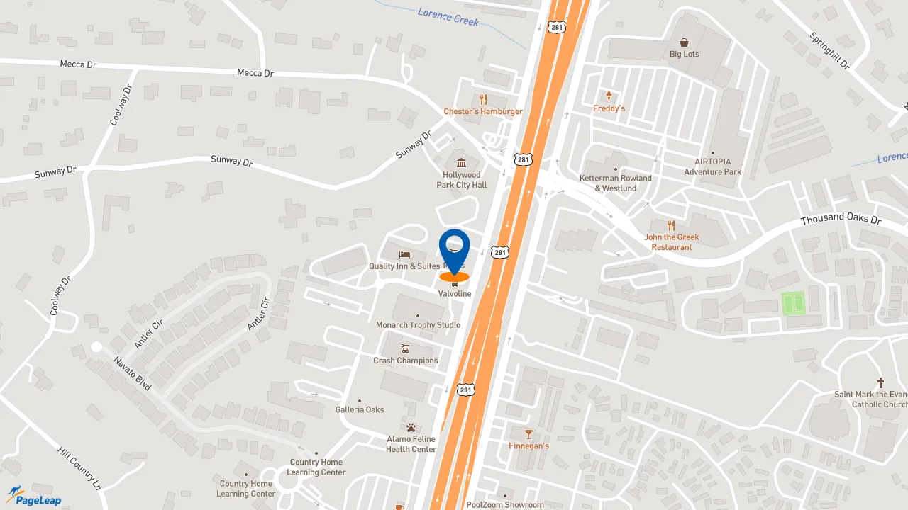 https://pageleap.com map showing location of Midas in San Antonio.