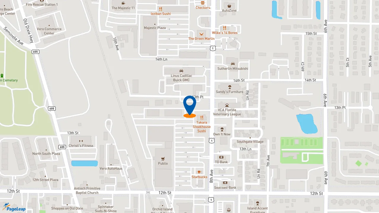 https://pageleap.com map showing location of Midas in Vero Beach.