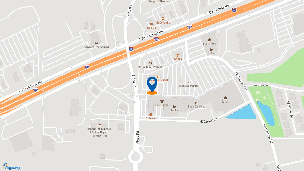 https://pageleap.com map showing location of Moe&#039;s Southwest Grill in Bryant.
