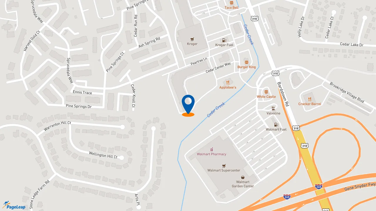 https://pageleap.com map showing location of Moe&#039;s Southwest Grill in Louisville.