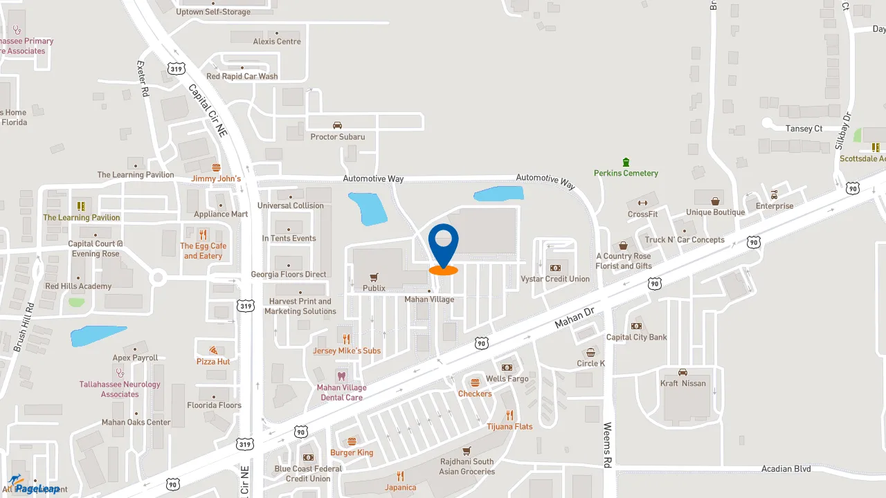 https://pageleap.com map showing location of Moe&#039;s Southwest Grill in Tallahassee.