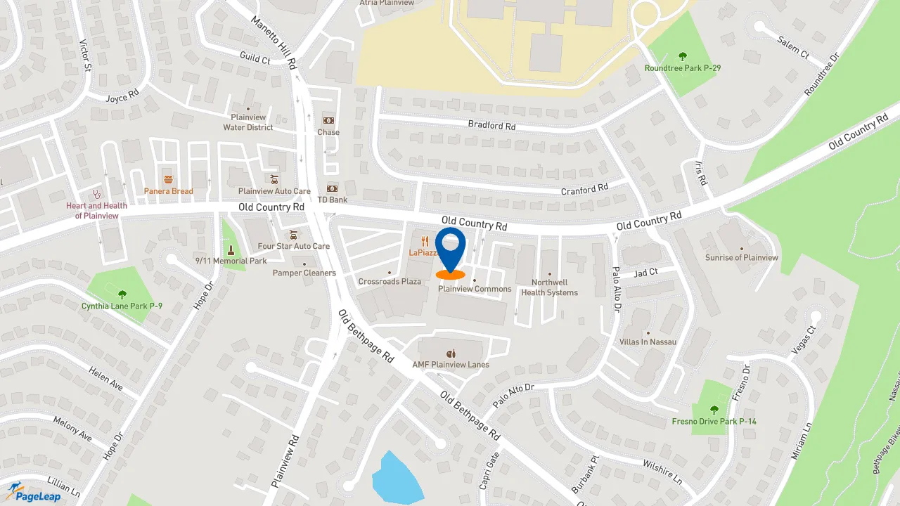 https://pageleap.com map showing location of Moe&#039;s Southwest Grill in Plainview.