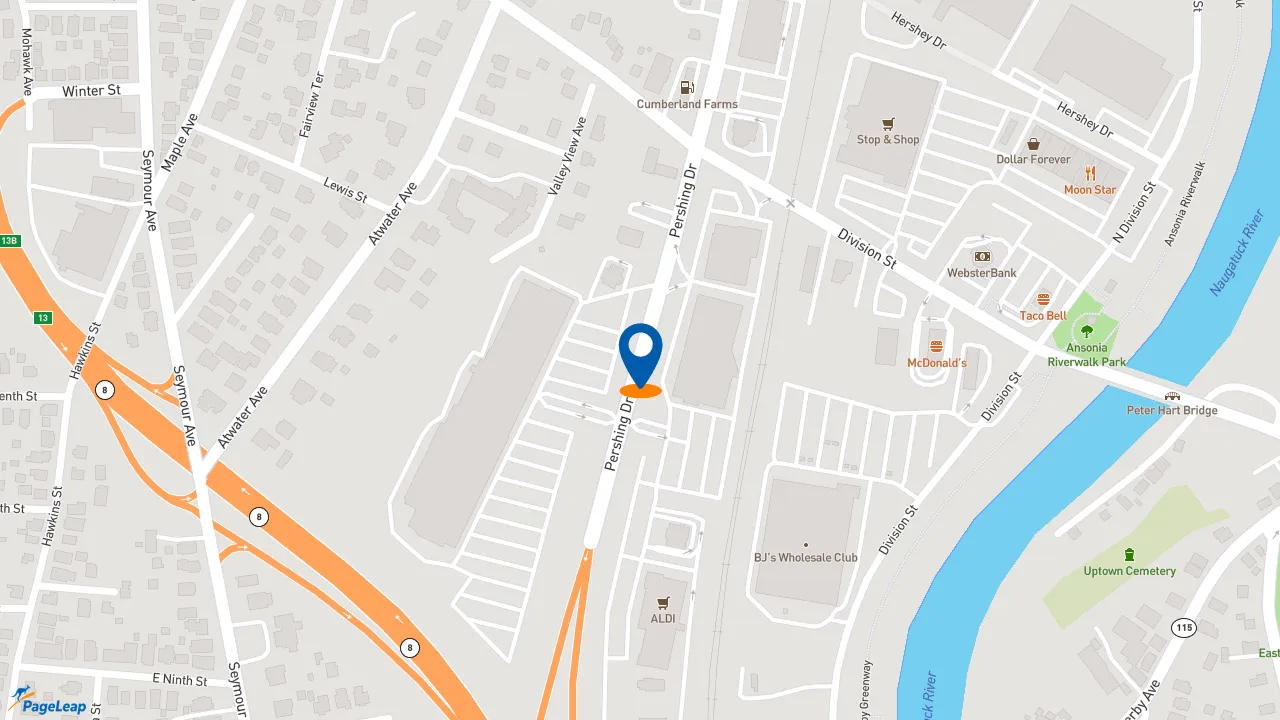 https://pageleap.com map showing location of Moe&#039;s Southwest Grill in Derby.
