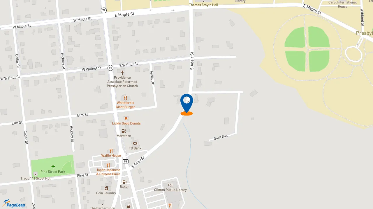 https://pageleap.com map showing location of Moe&#039;s Southwest Grill in Clinton.