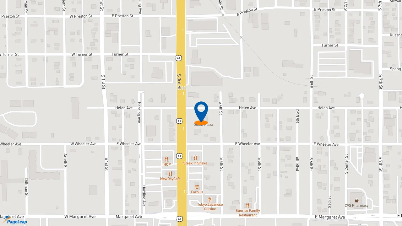 https://pageleap.com map showing location of Moe&#039;s Southwest Grill in Terre Haute.
