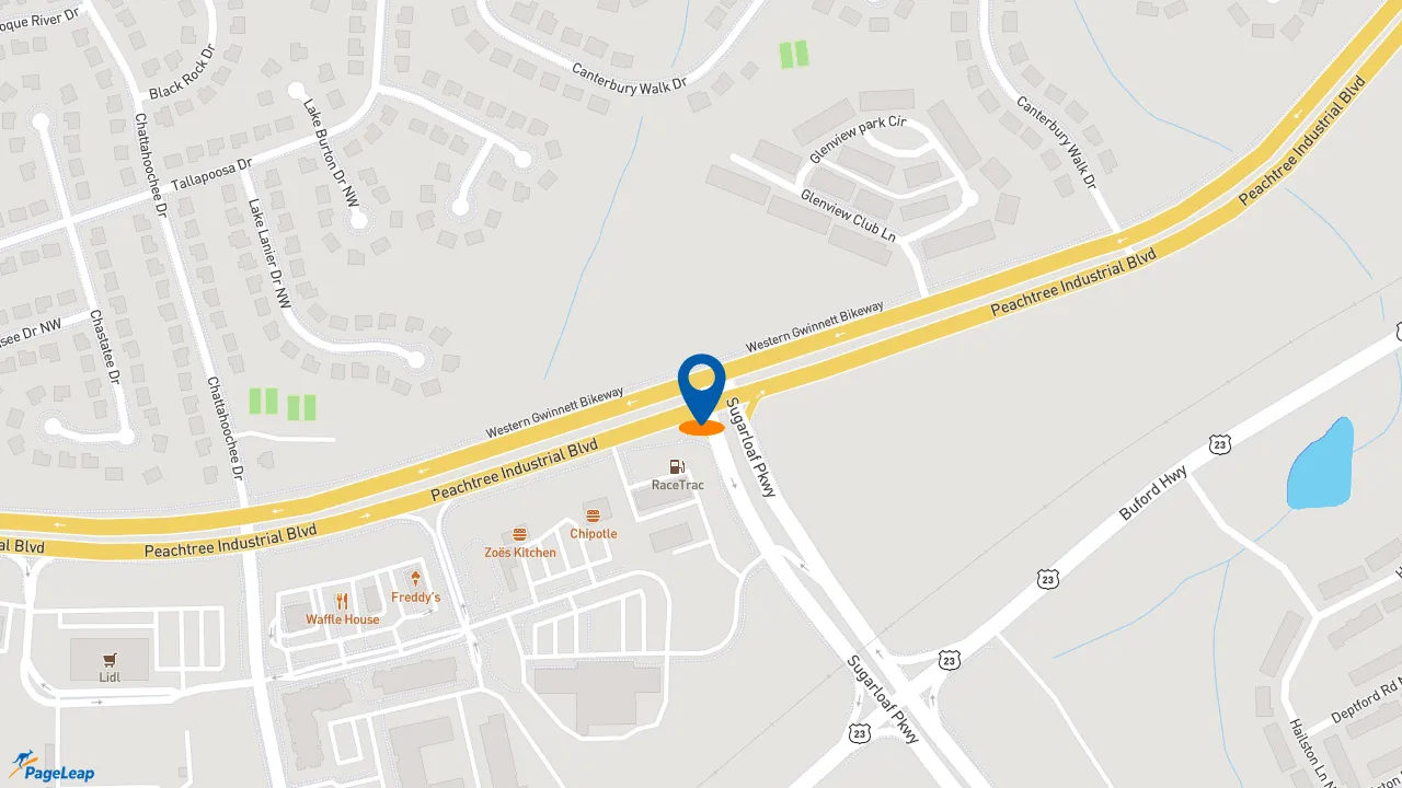 https://pageleap.com map showing location of Moe&#039;s Southwest Grill in Duluth.