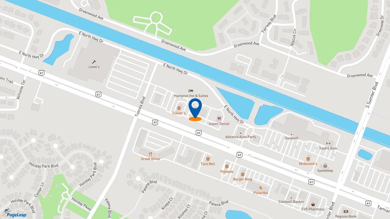 https://pageleap.com map showing location of Moe&#039;s Southwest Grill in North Port.