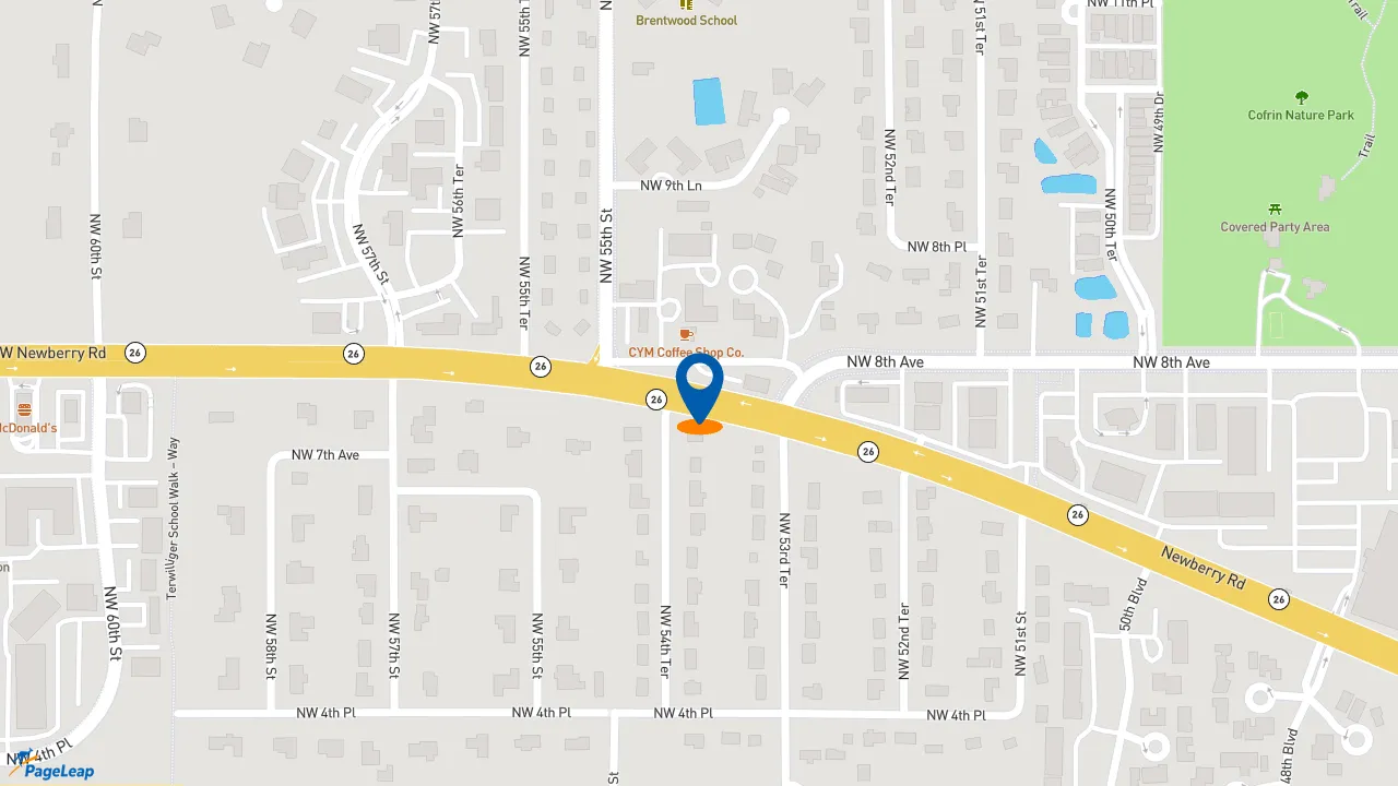 https://pageleap.com map showing location of Moe&#039;s Southwest Grill in Gainesville.