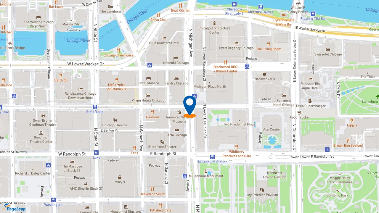 https://pageleap.com map showing location of Nando&#039;s PERi-PERi in Chicago.