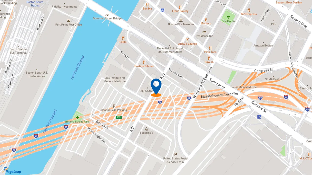https://pageleap.com map showing location of NASCAR Refuel in Boston.