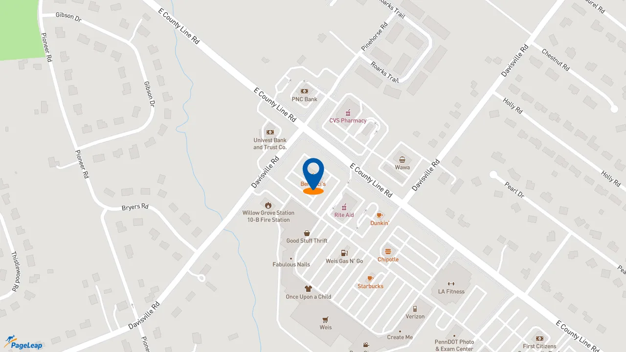 https://pageleap.com map showing location of NASCAR Refuel in Huntingdon Valley.