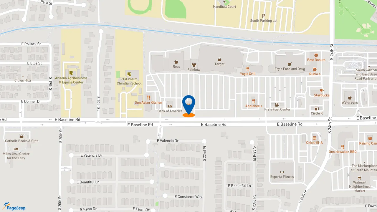 https://pageleap.com map showing location of NASCAR Tenders &amp; Burgers in Phoenix.