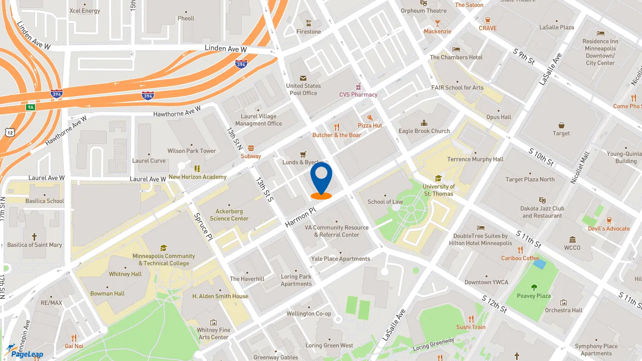 https://pageleap.com map showing location of NASCAR Wings in Minneapolis.