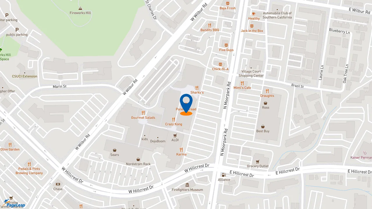 https://pageleap.com map showing location of NASCAR Wings in Thousand Oaks.