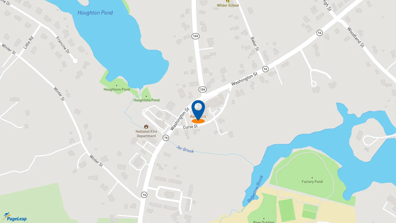 https://pageleap.com map showing location of NASCAR Wings in Holliston.