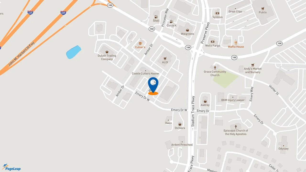 https://pageleap.com map showing location of OHenry&#039;s Coffees in Hoover.